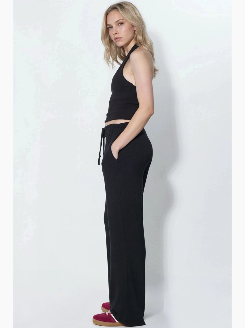 Pantalon en jersey à jambe large busem Noir - Kiabi
