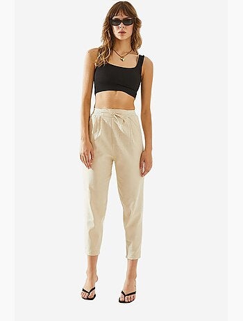 Pantalon en lin à chevrons avec détails à la taille lucci
