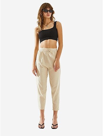 Pantalon en lin à chevrons avec détails à la taille lucci