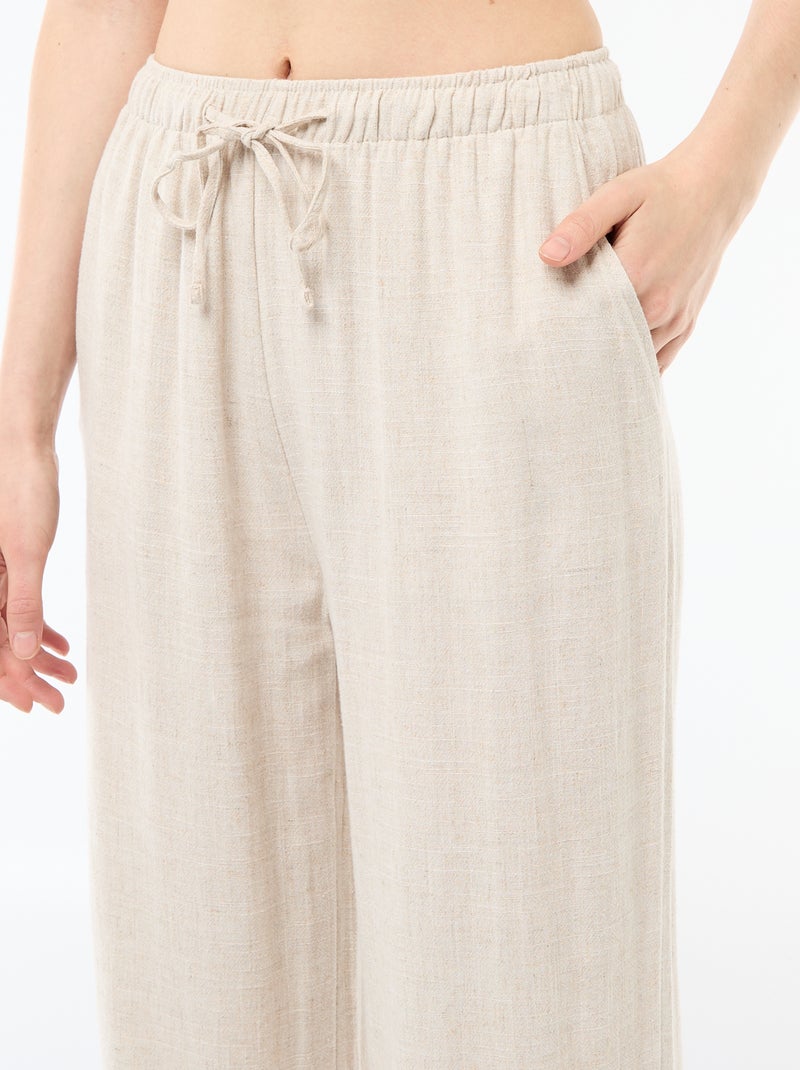 Pantalon en lin avec 2 poches Beige - Kiabi