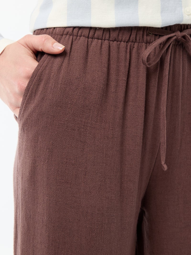 Pantalon en lin avec 2 poches Marron - Kiabi
