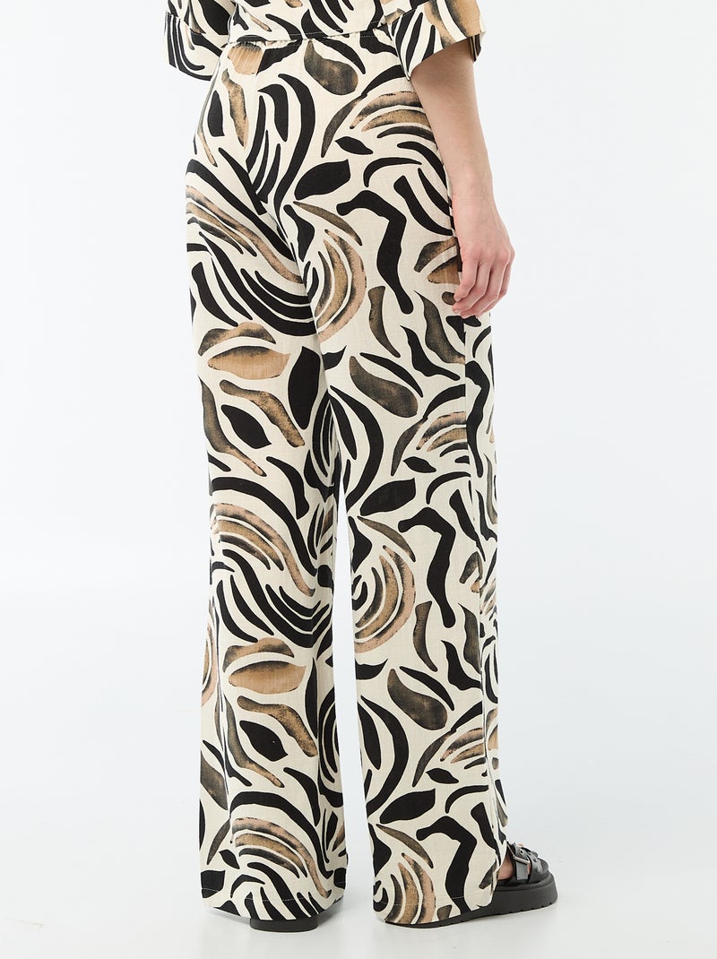 Pantalon en lin avec 2 poches Noir - Kiabi