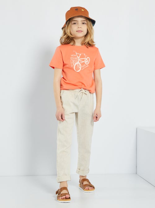 Pantalon en lin et coton - Kiabi