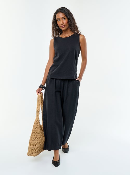 Pantalon en lin femme coupe barrel - Kiabi