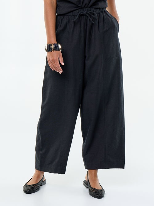 Pantalon en lin femme coupe barrel - Kiabi
