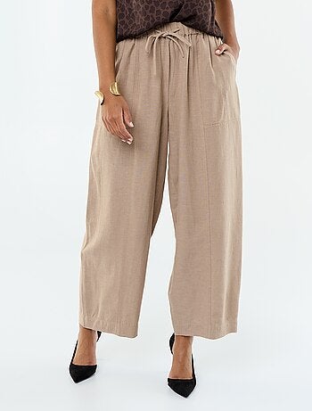 Pantalon en lin femme taille haute