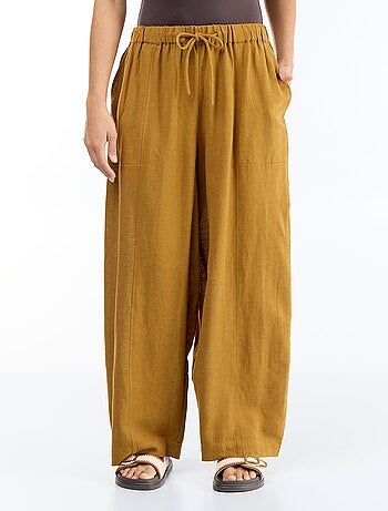 Pantalon en lin femme taille haute