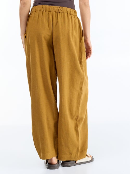 Pantalon en lin femme forme barrel taille haute - Kiabi