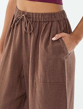 Pantalon en lin femme taille haute