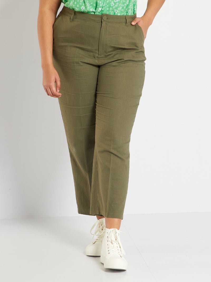 Pantalon en lin Kaki - Kiabi