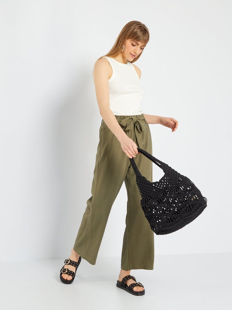 Pantalon en lin large 'JDY' KAKI - Kiabi