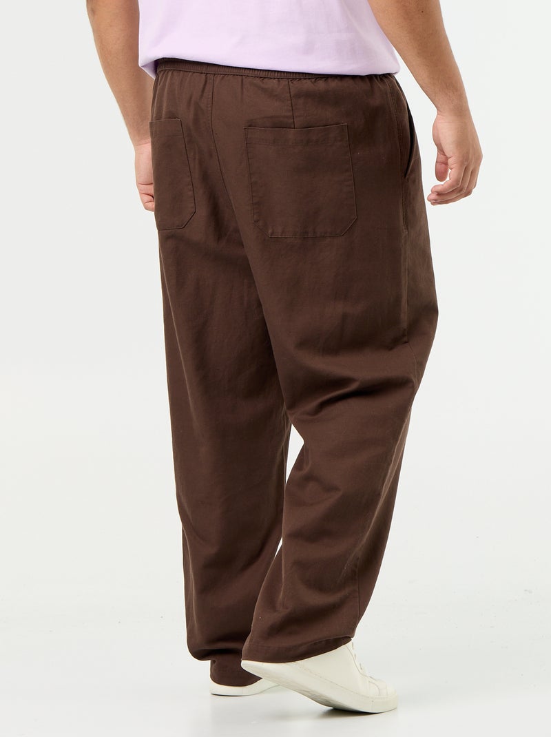 Pantalon en lin mélangé Marron - Kiabi