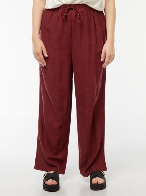 Pantalon en lin mélangé wide leg - Kiabi
