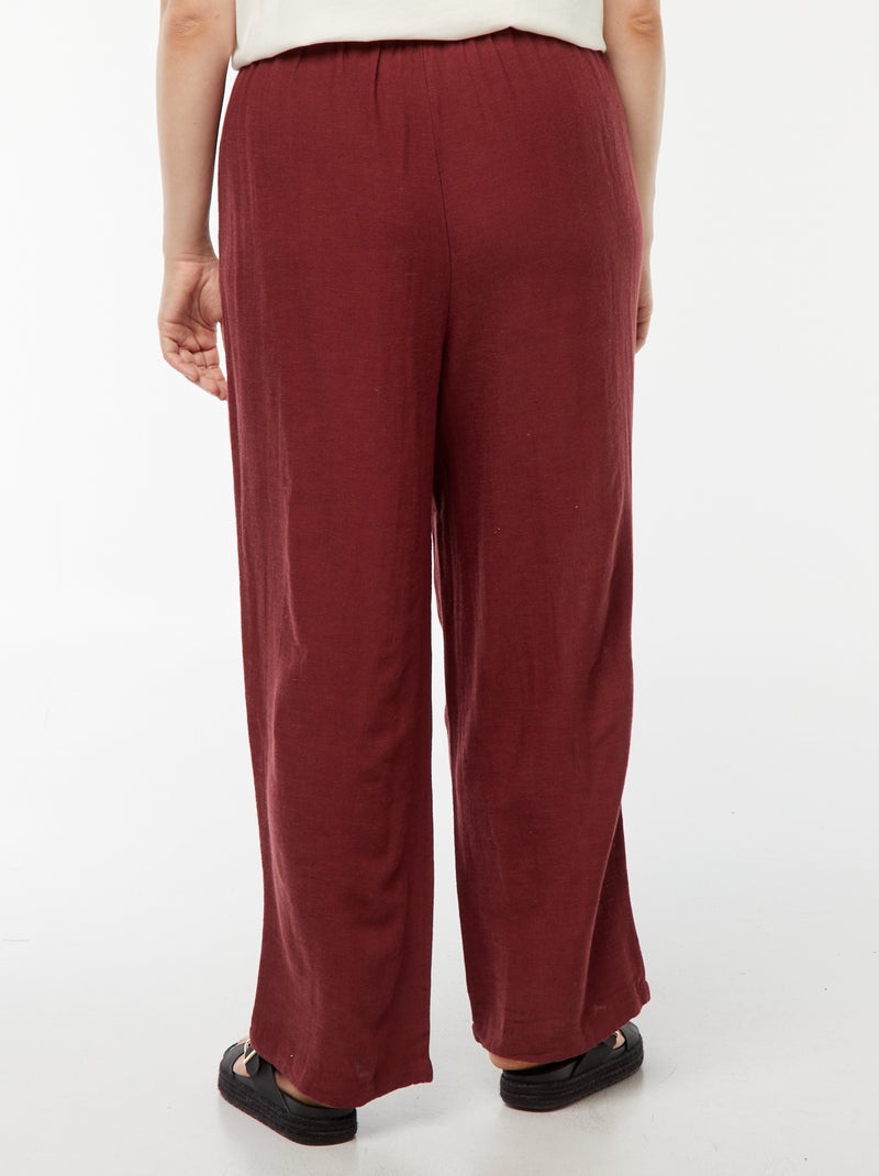 Pantalon en lin mélangé wide leg Rouge - Kiabi