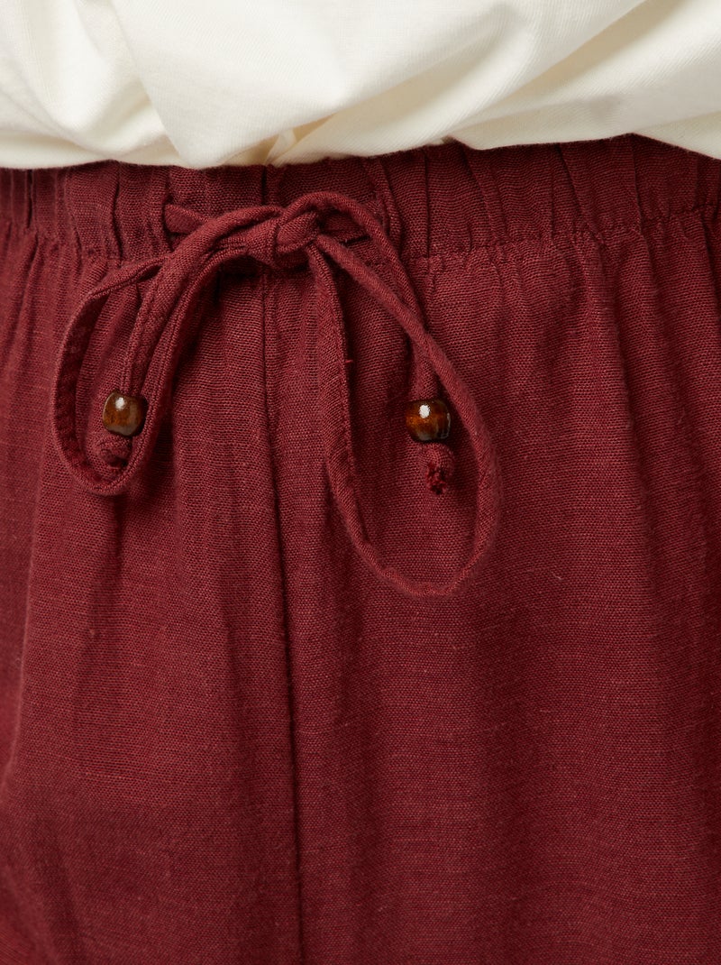 Pantalon en lin mélangé wide leg Rouge - Kiabi