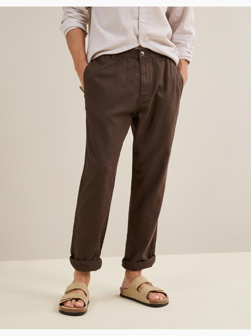 Pantalon en lin, MO Fashion Marron - Kiabi
