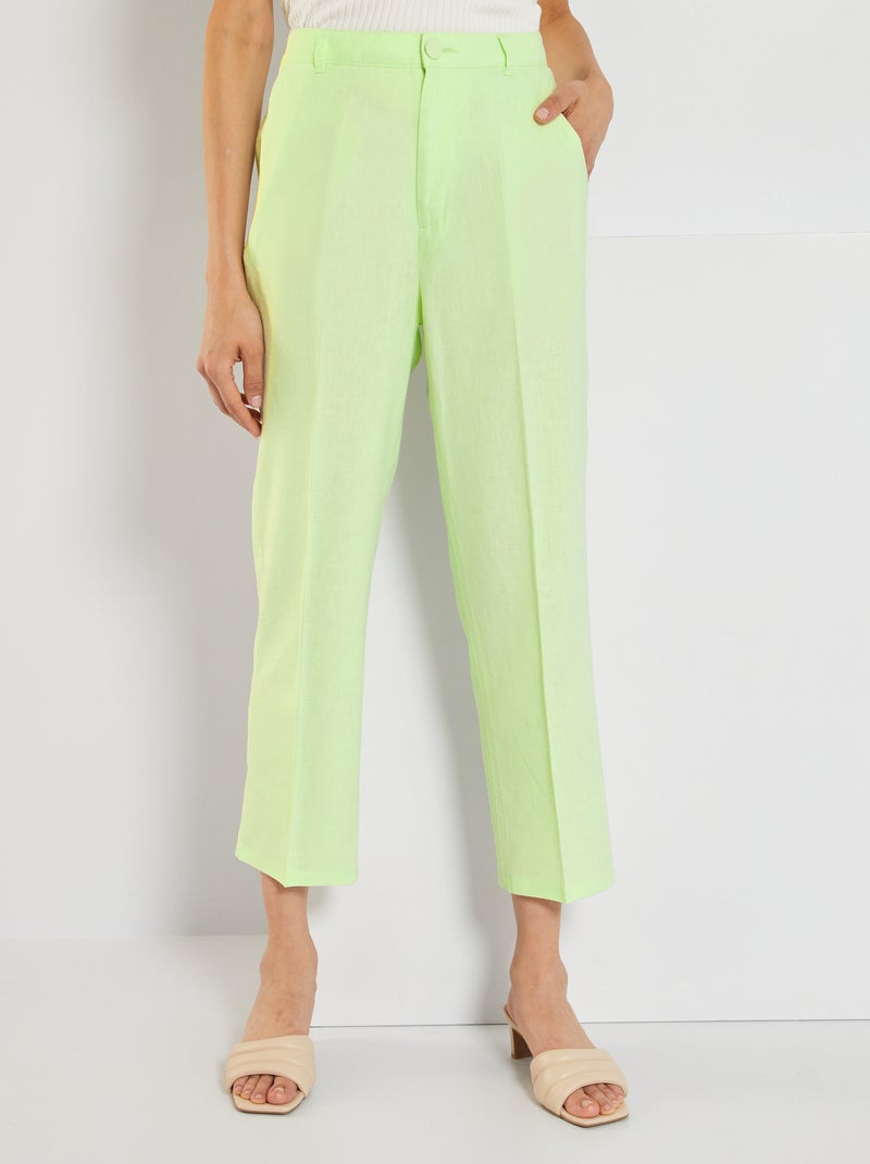 Pantalon en lin Vert amande - Kiabi