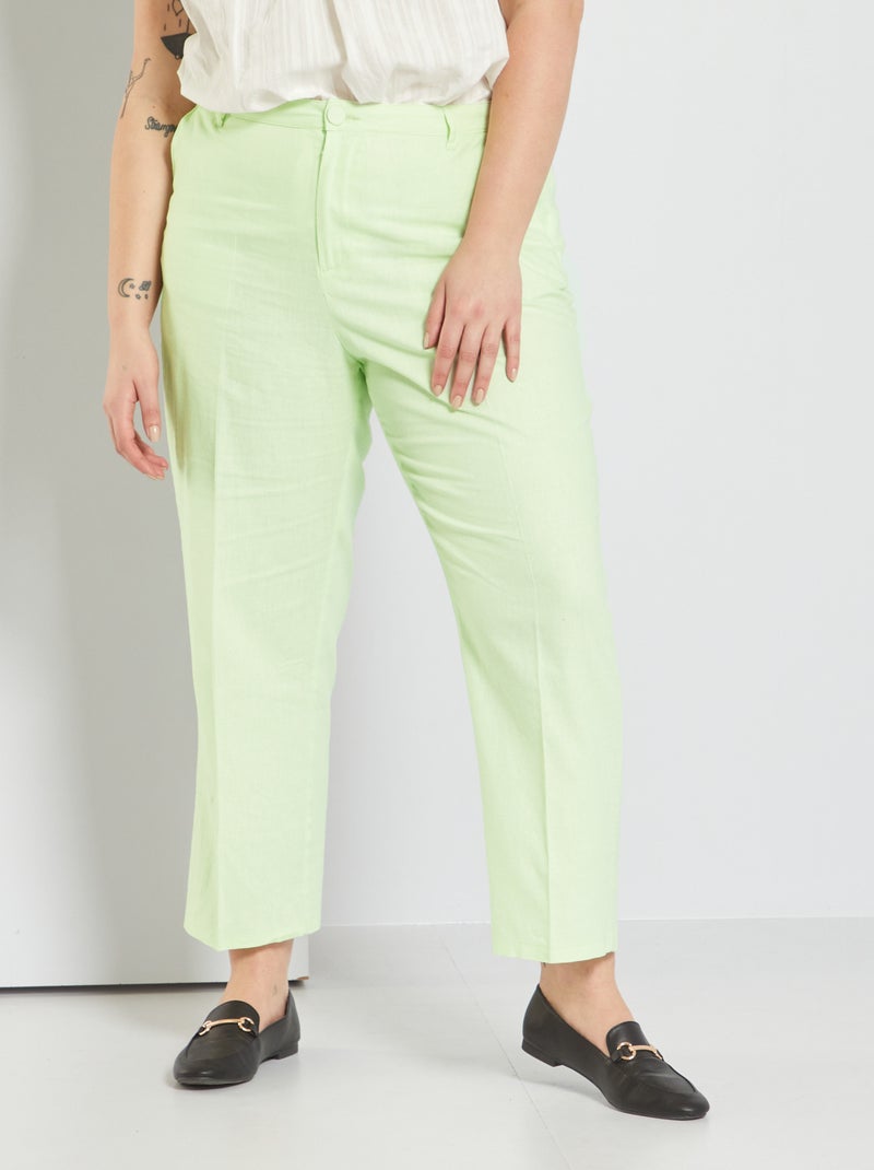 Pantalon en lin Vert - Kiabi