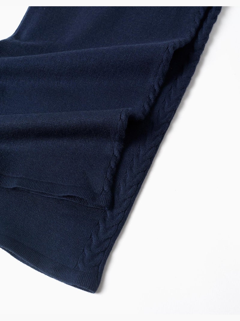 Pantalon en maille à jambe large avec détails torsadés Bleu foncé - Kiabi