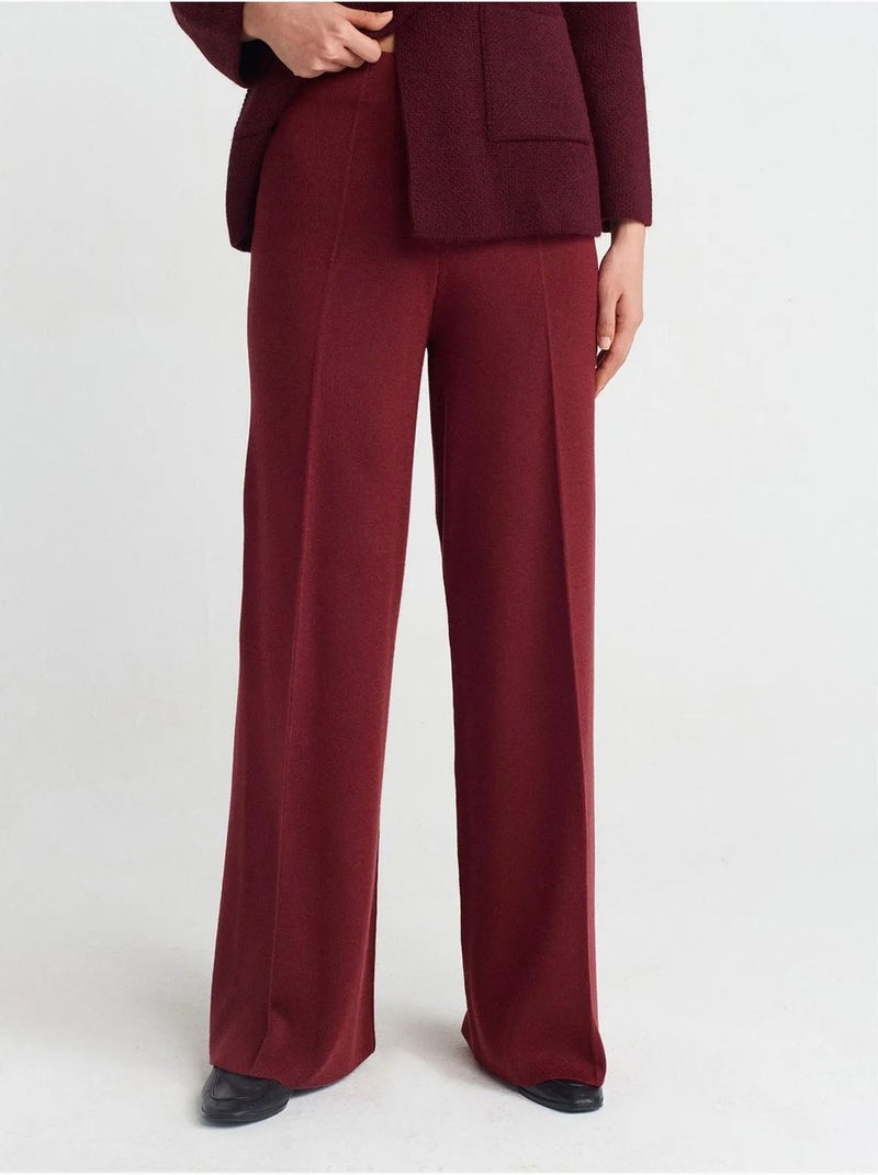 Pantalon en maille à jambe large femme dilvin Rouge bordeaux - Kiabi