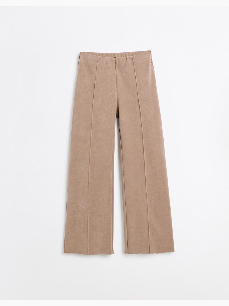 Pantalon en maille à jambes larges et enlacées, mo fashion Beige - Kiabi
