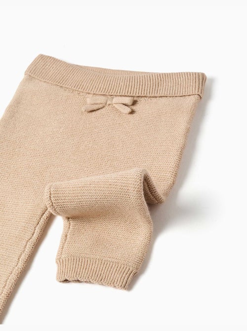 Pantalon en maille avec nœud décoratif - Kiabi