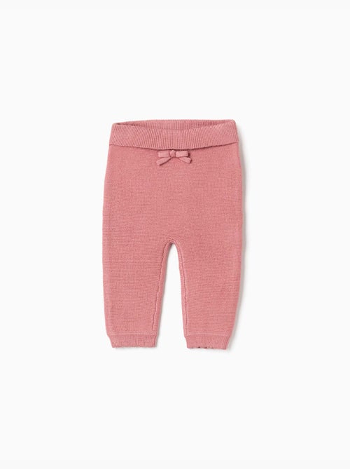 Pantalon en maille avec nœud décoratif - Kiabi
