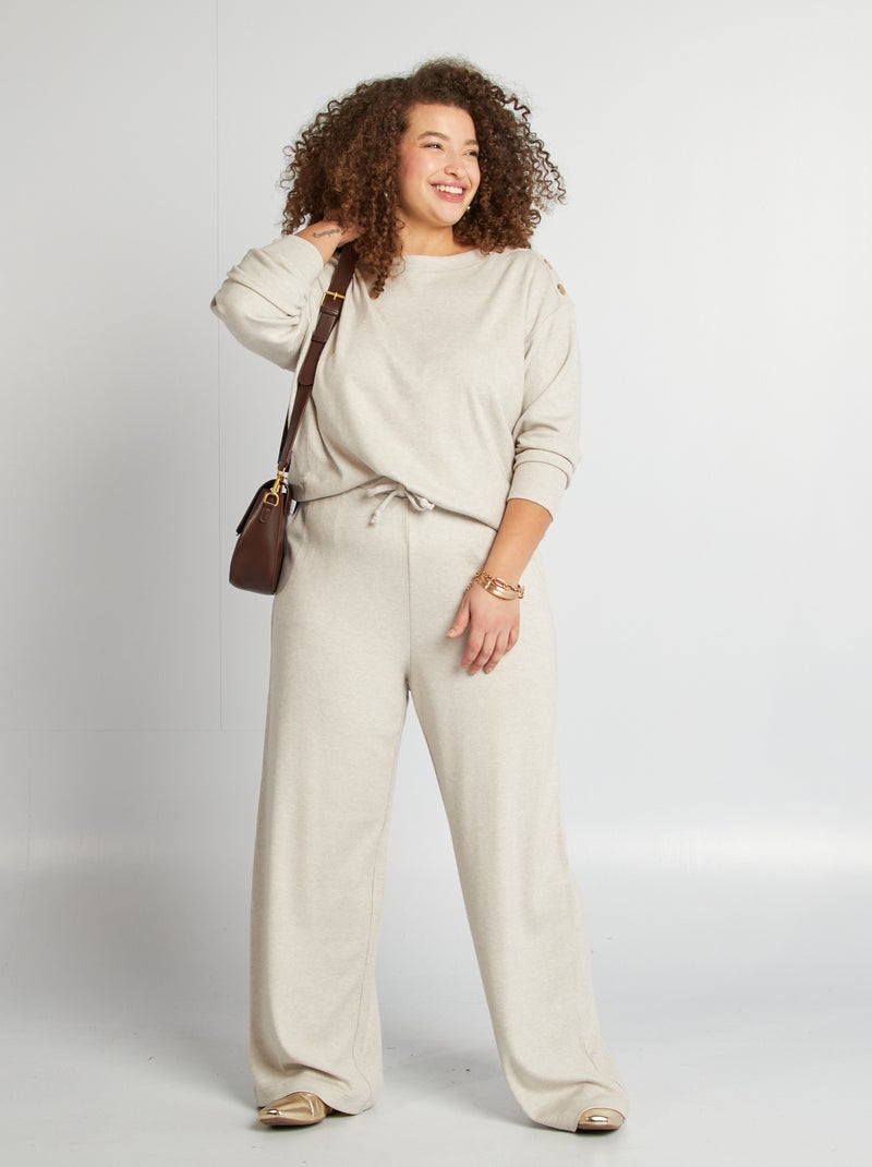 Pantalon en maille douce Beige - Kiabi