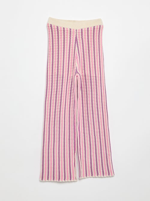 Pantalon en maille effet crochet à rayures - Kiabi