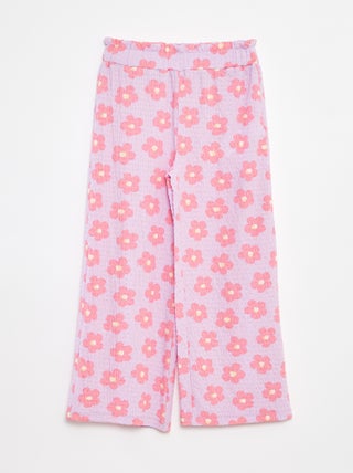 Pantalon en maille gaufrée avec motifs
