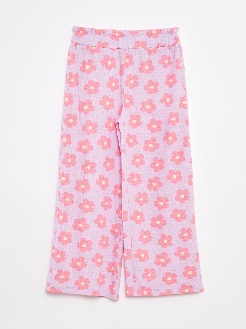 Pantalon en maille gaufrée avec motifs Violet - Kiabi