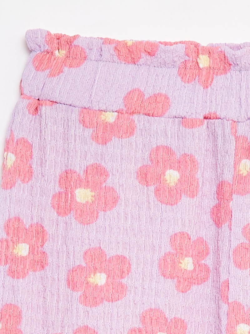 Pantalon en maille gaufrée avec motifs Violet - Kiabi