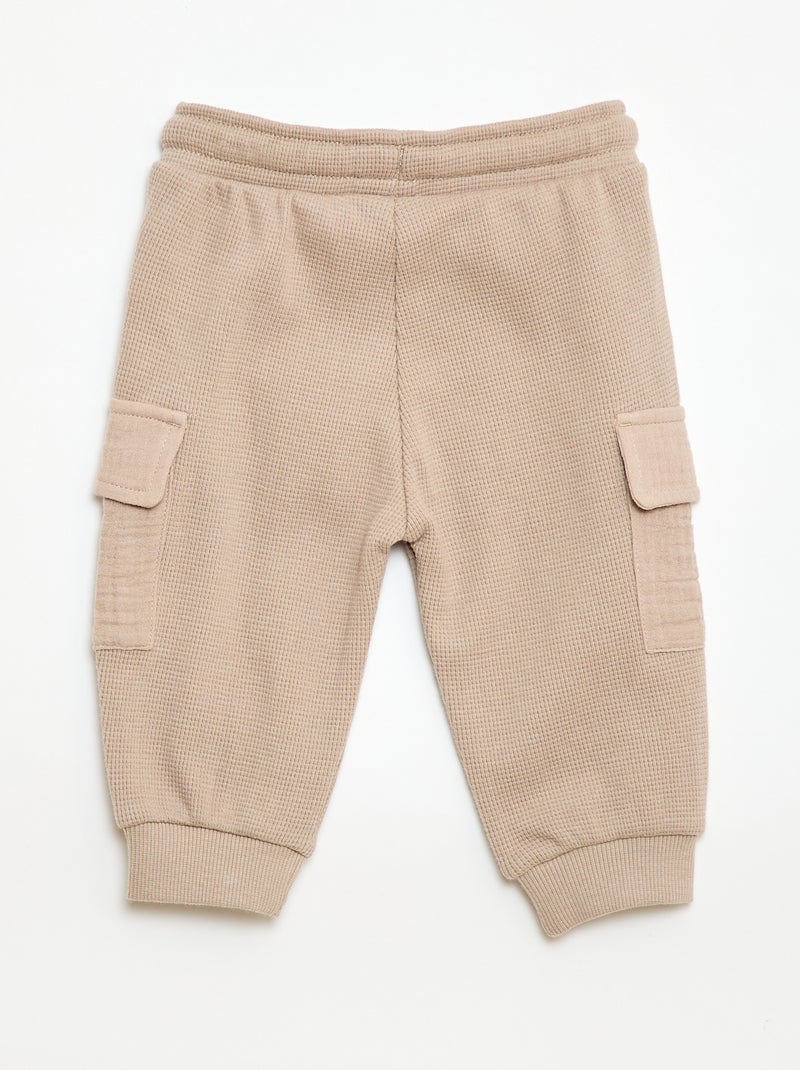Pantalon en maille gaufrée Beige - Kiabi