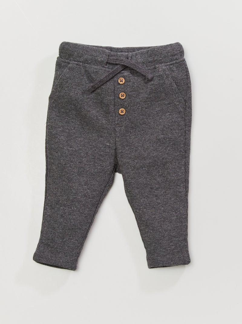 Pantalon en maille gaufrée élastiquée Gris foncé - Kiabi