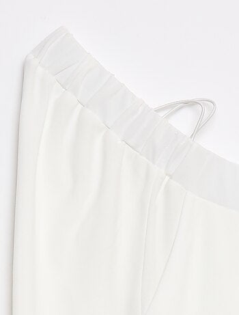 Pantalon large taille haute femme en maille légère