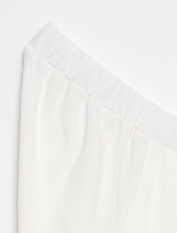 Pantalon large taille haute femme en maille légère