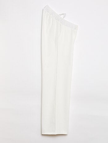 Pantalon large taille haute femme en maille légère