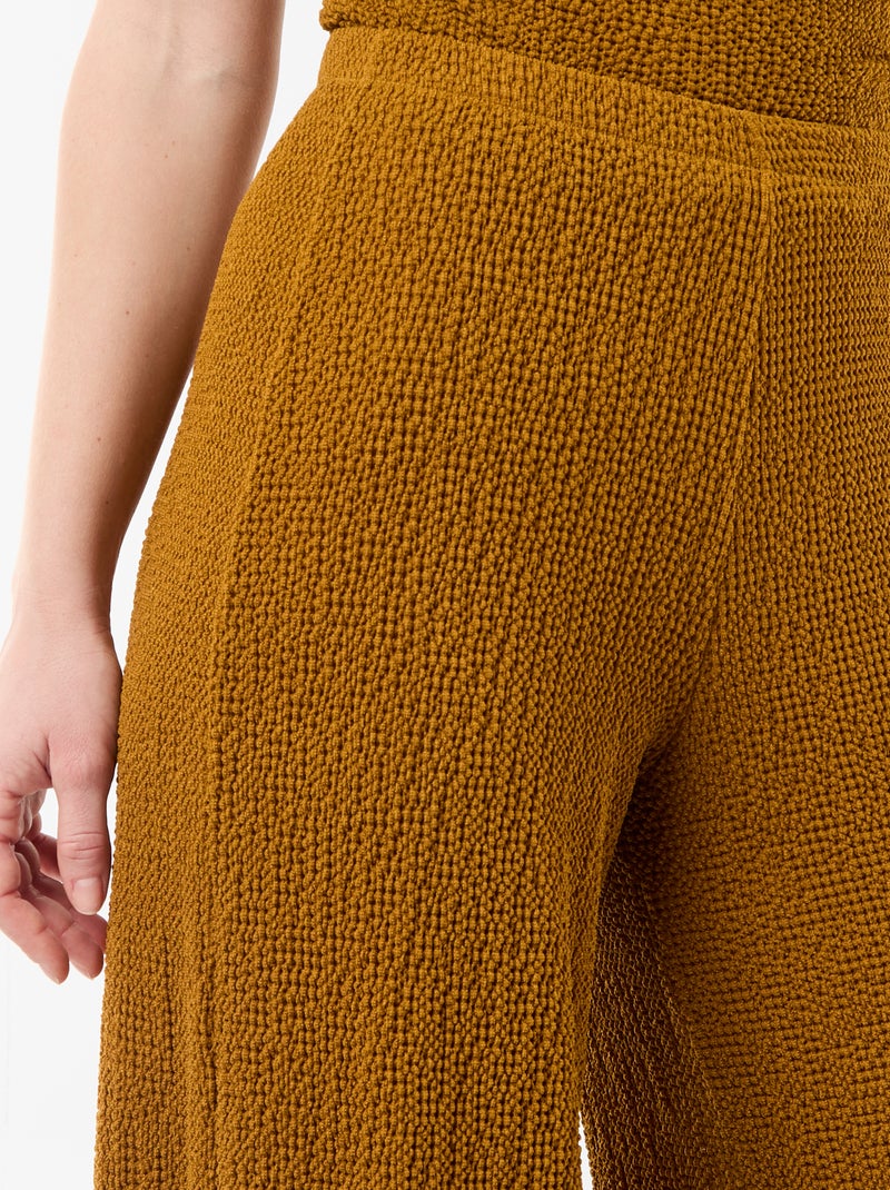 Pantalon en maille légère pour femme à coupe large Marron - Kiabi