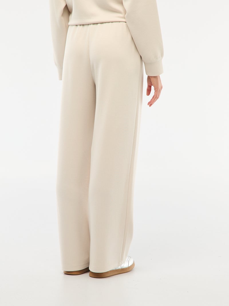 Pantalon en maille lourde à coupe large pour femme Beige - Kiabi