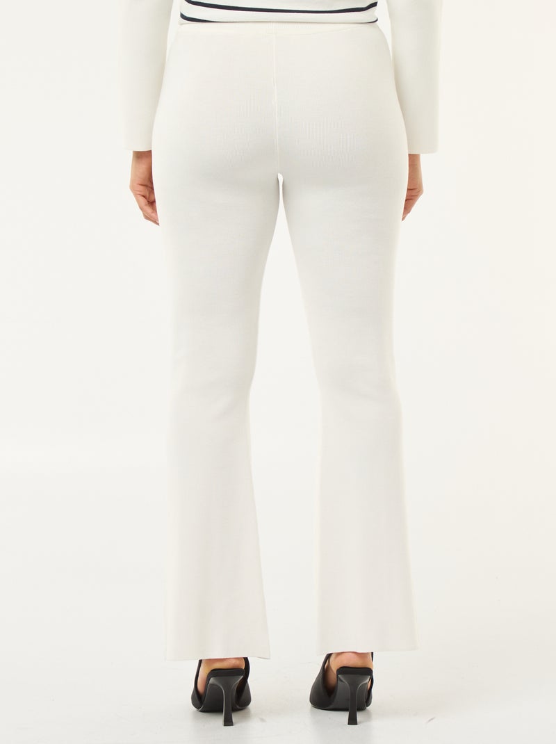 Pantalon en maille lourde femme à coupe large avec taille élastiquée Blanc - Kiabi