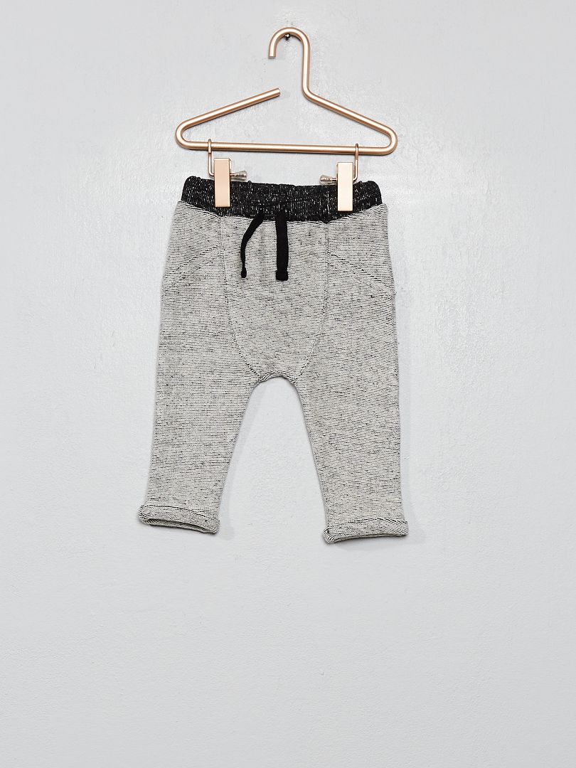 Pantalon en maille lourde grattée gris clair - Kiabi