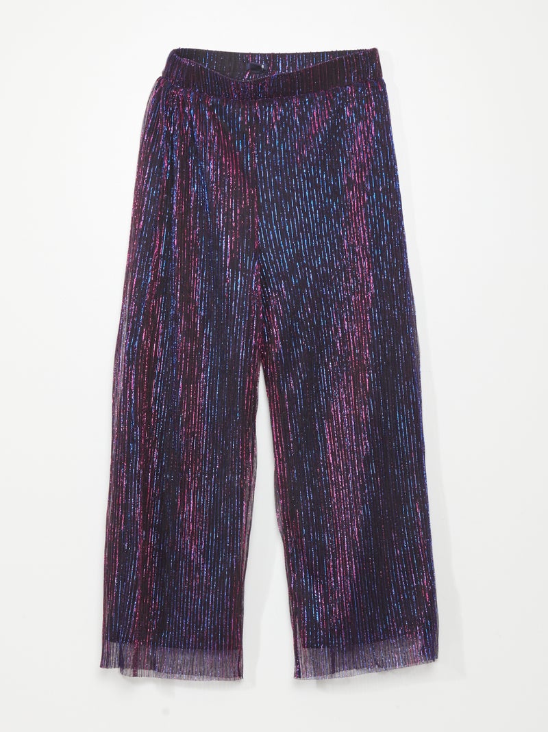 Pantalon en maille plissée Violet - Kiabi