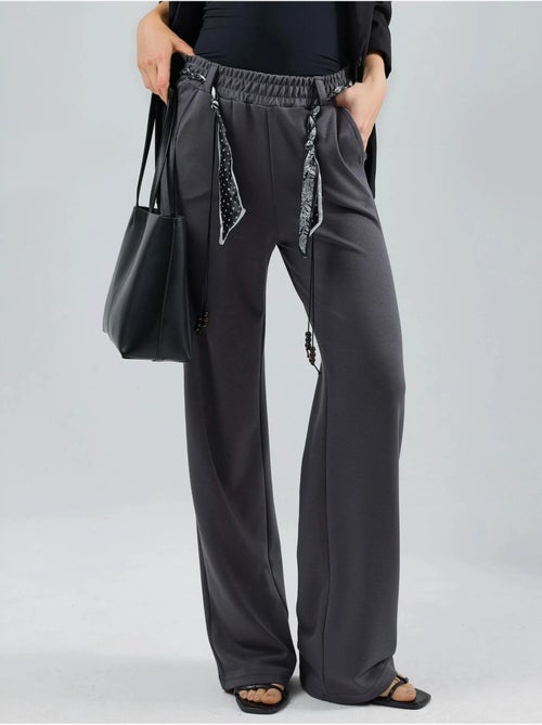 Pantalon en maille taille haute à jambes droites hiccup - Kiabi