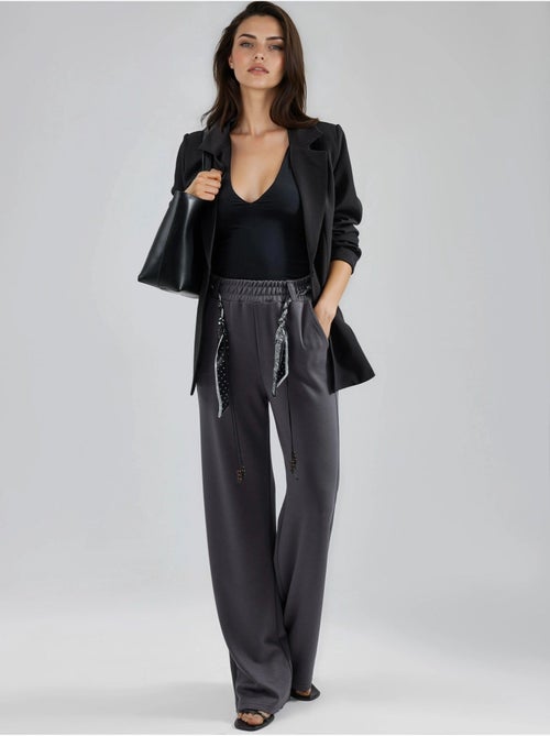 Pantalon en maille taille haute à jambes droites hiccup - Kiabi