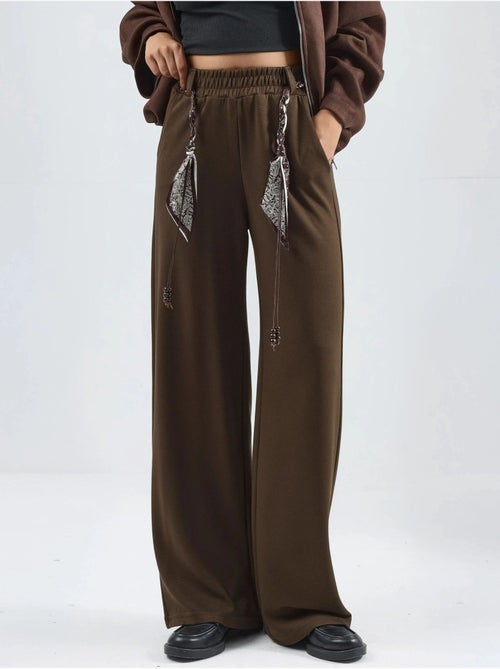 Pantalon en maille taille haute à jambes droites hiccup - Kiabi Pantalon en maille taille haute à jambes droites hiccup - Kiabi
