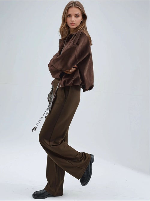 Pantalon en maille taille haute à jambes droites hiccup - Kiabi Pantalon en maille taille haute à jambes droites hiccup - Kiabi