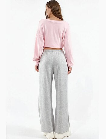 Pantalon en maille taille haute et jambes larges busem
