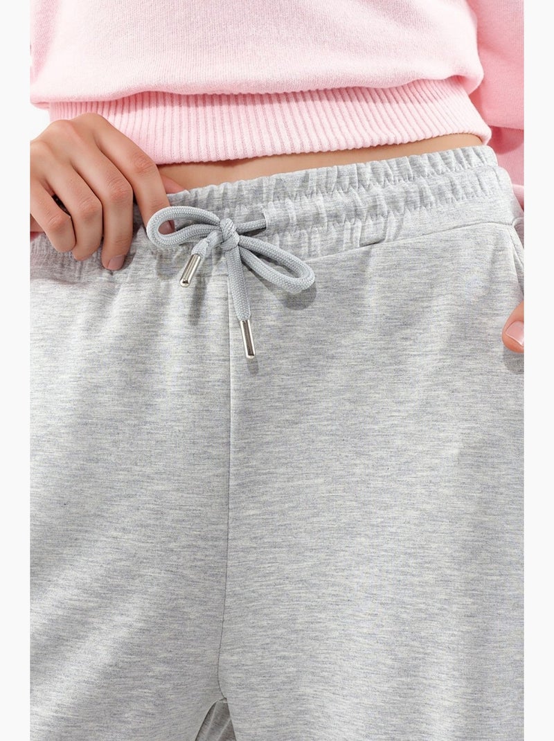 Pantalon en maille taille haute et jambes larges busem Gris clair - Kiabi