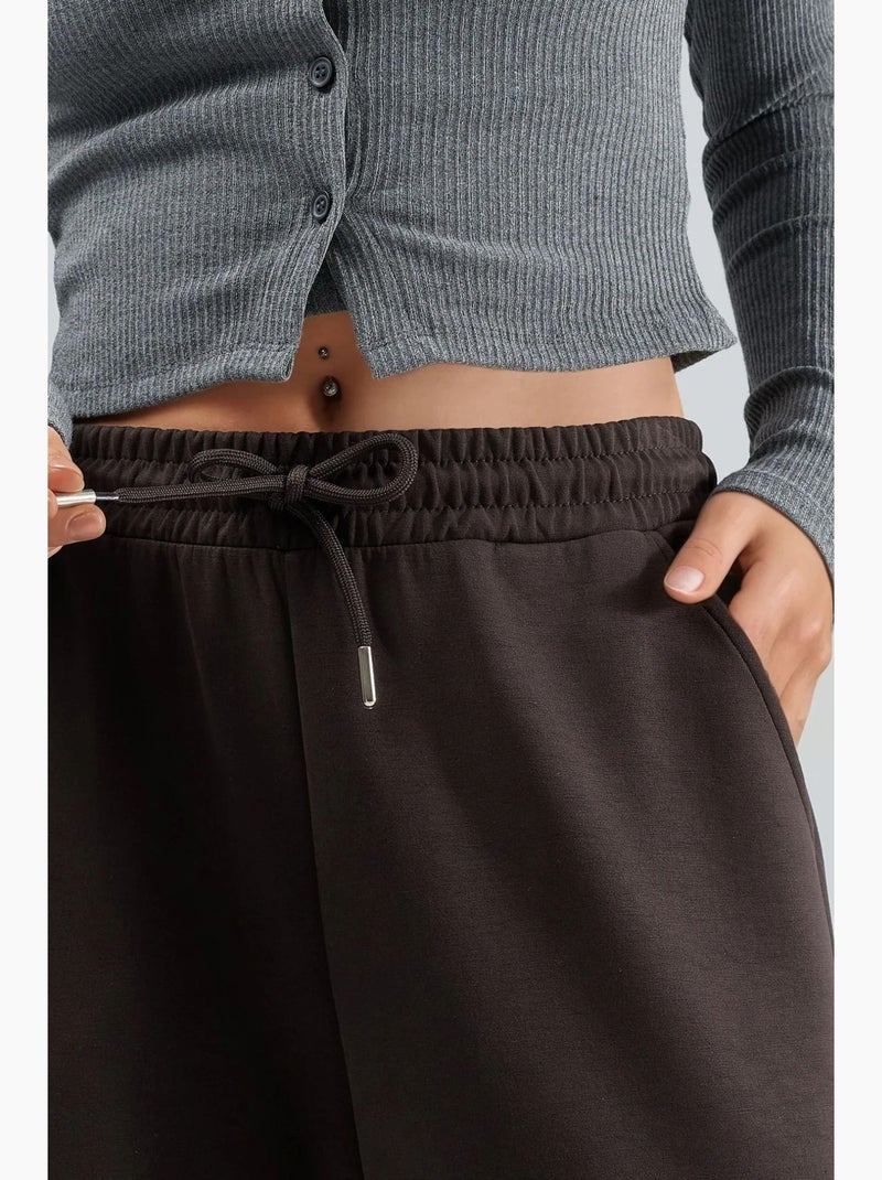 Pantalon en maille taille haute et jambes larges busem Marron foncé - Kiabi
