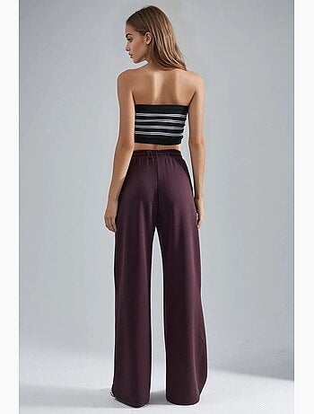 Pantalon en maille taille haute et jambes larges busem